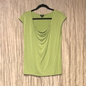 Woman’s lime green Ann Taylor square neck with drape blouse. Size M (sum237)